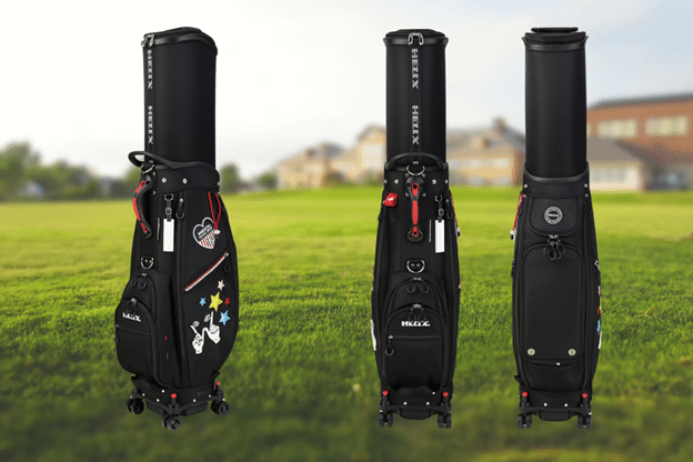 Helix Women's black Golf Bag with Convenient Wheels in golf course
