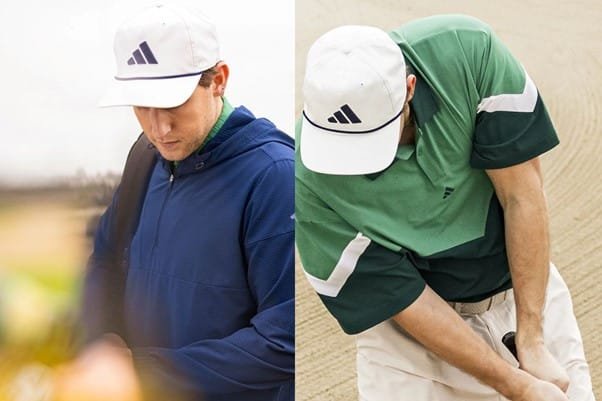 a man is wearing adidas golf ultimate cap